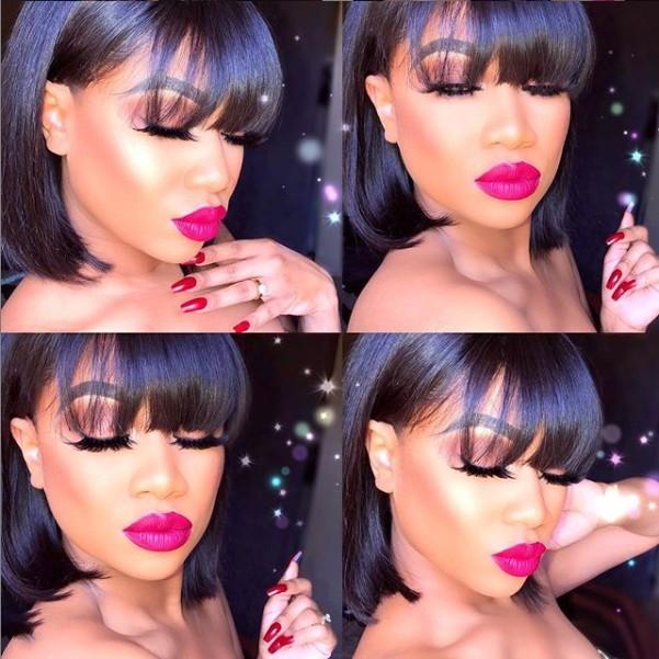 New SHORT CUT BOB WIG WITH BANGS FRONTAL LACE BASIC CAP WIG