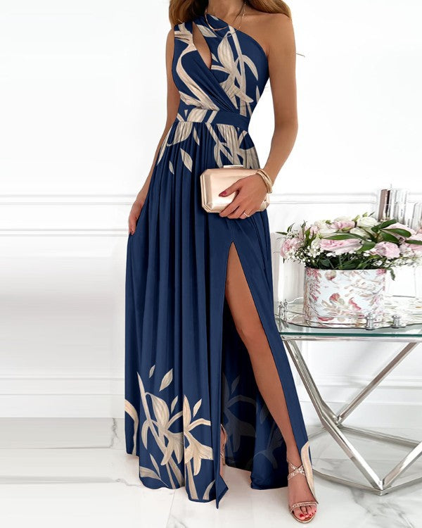 Women's Slanted Shoulder Cutout Gradient Dress