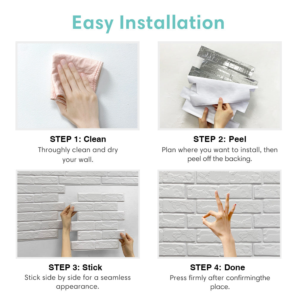 3D White Brick Peel and Stick Wall Tile