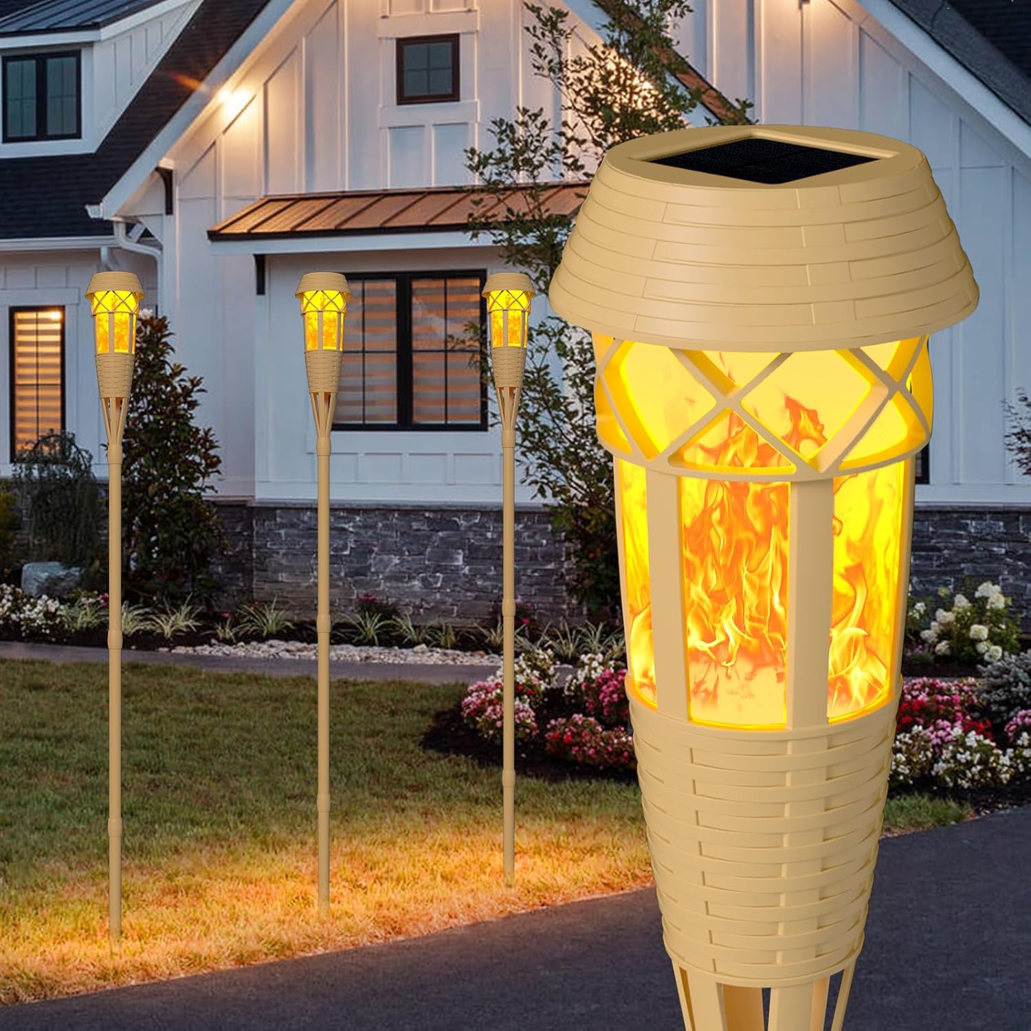 🔥ON SALE🔥Waterproof Solar Torch Lights with Flickering Flame