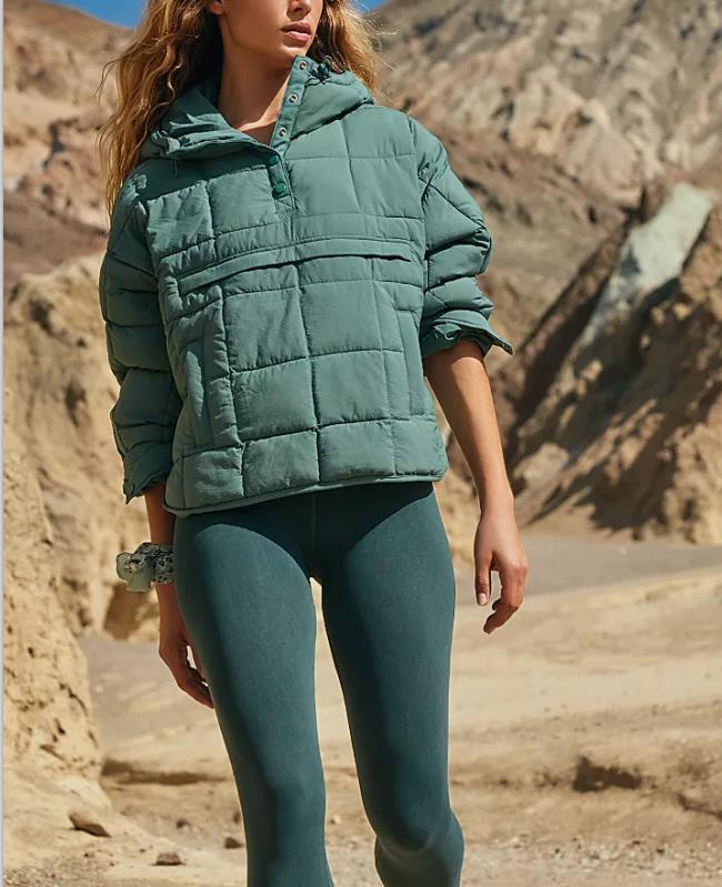 Solid Color Hooded Cotton Jacket Foldable Long Sleeve Coat