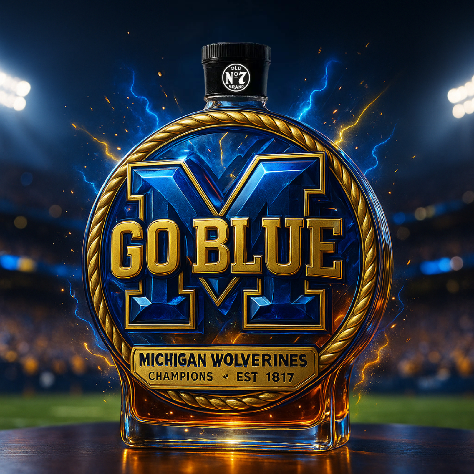 University of Michigan Wolverines Commemorative Whiskey Bottle