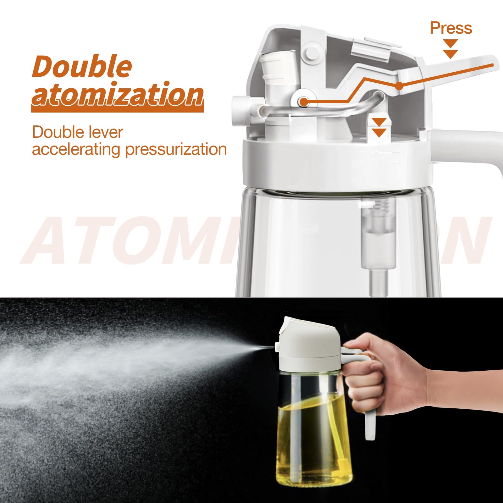 ❤️Early Mother's Day Sale 60% OFF❤️Oil Sprayer for Cooking, 2 in 1 Olive Oil Dispenser Bottle for Kitchen