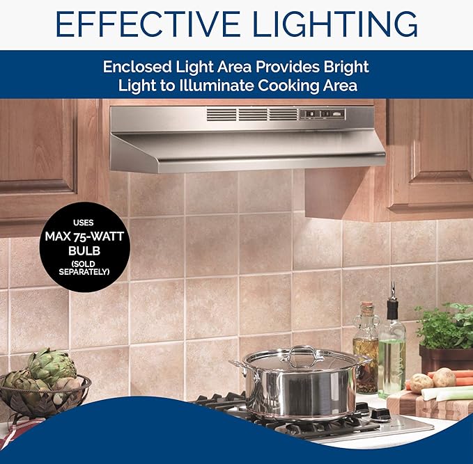 Broan-NuTone Non-Ducted Ductless Range Hood with Lights Exhaust Fan 30 inch