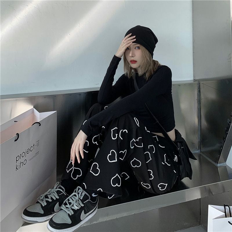 Heart Printed Long Hip Hop Pants