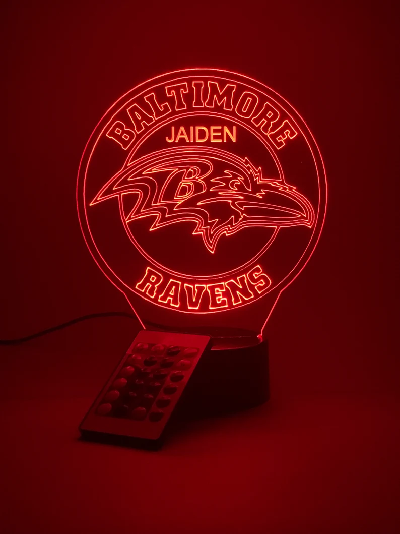 BALTIMORE RAVENS 3D LAMP PERSONALIZED