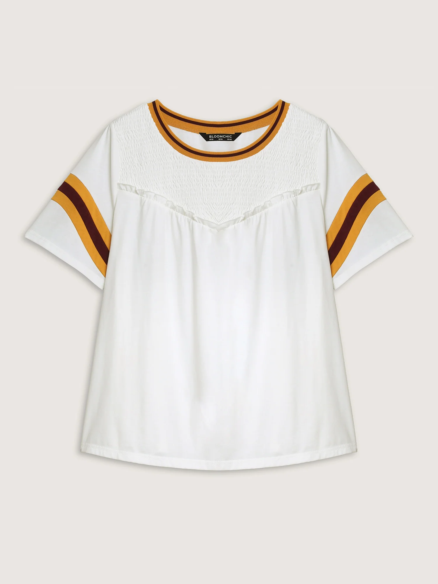 Color Contrast Shirred Flowy Top