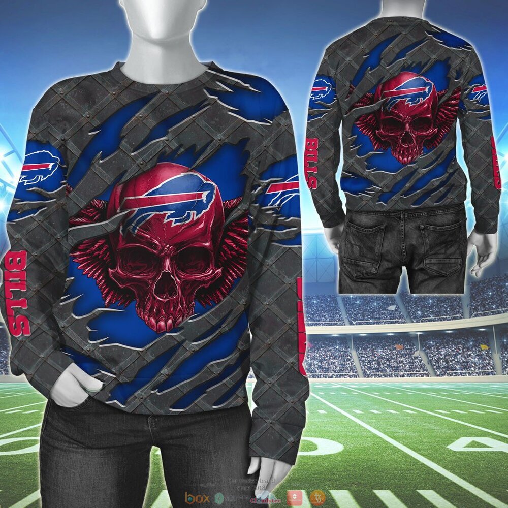 BUFFALO BILLS WINGS SKULL 3D HOODIE