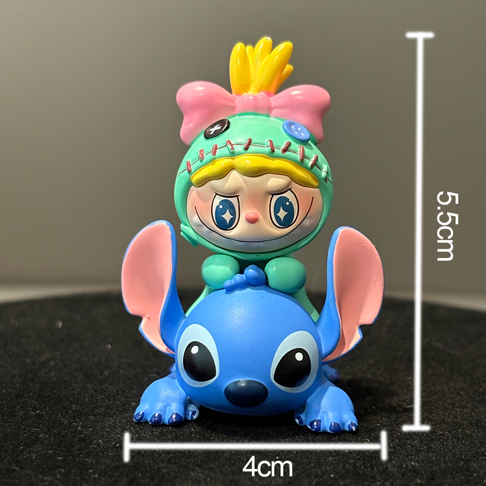 Labubu Rider Stitch cartoon doll size 5.5cm*4cm
