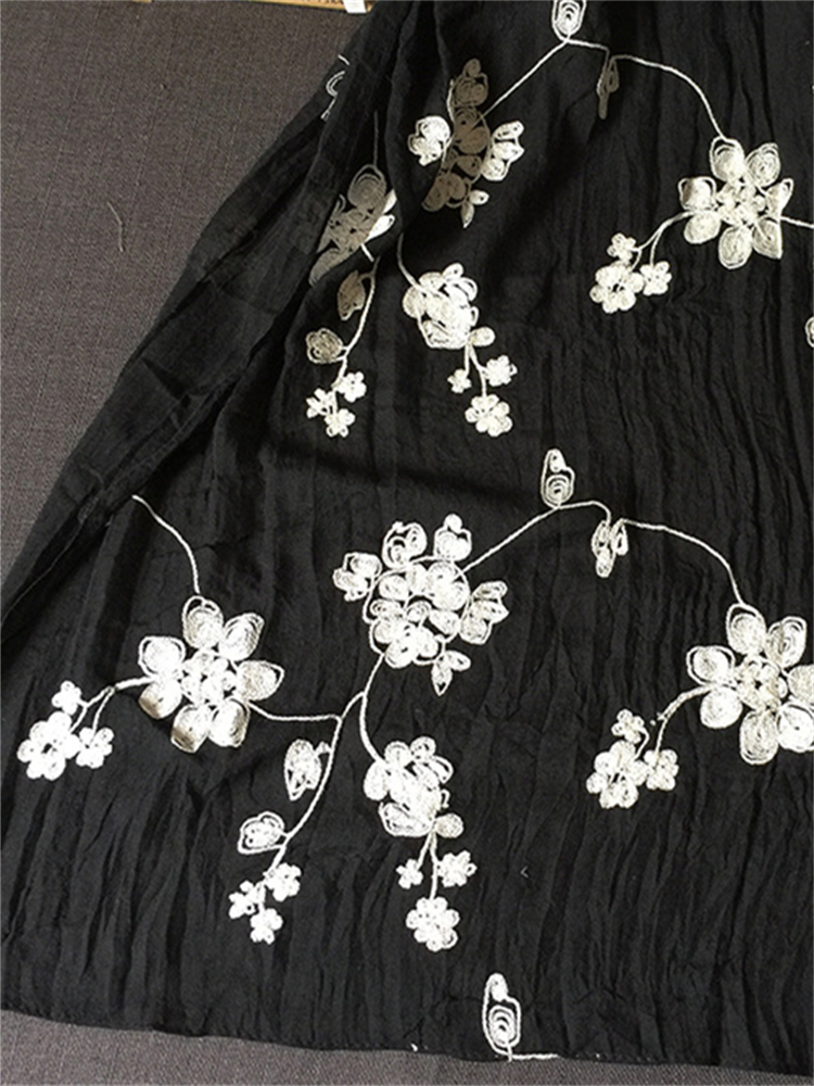 Vintage Floral Embroidered Woven Shawl