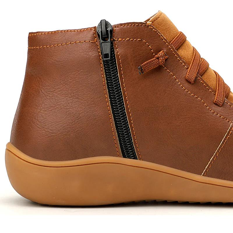 Premium Lace-Up Ankle Boots, Genuine Comfy Leather Boots