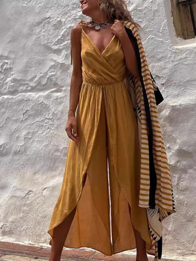 New Fashion Dressing Camisole Irregular Chiffon Jumpsuit Girl Trousers