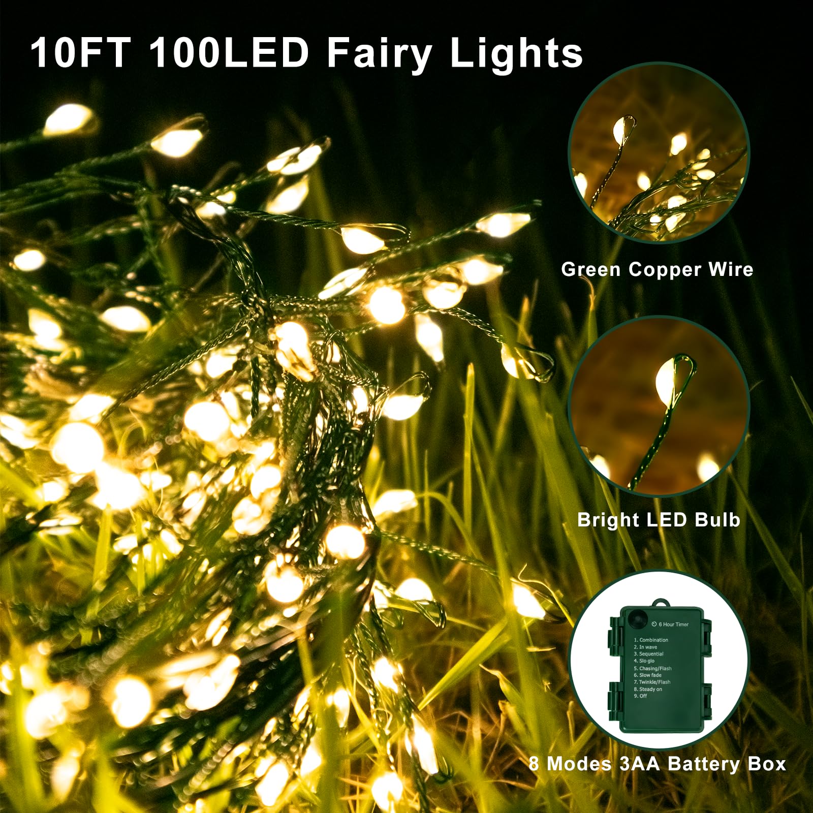 💥ON SALE💥10FT 100 Micro LED Fairy Lights with Remote, 8 Modes & Timer🎄✨