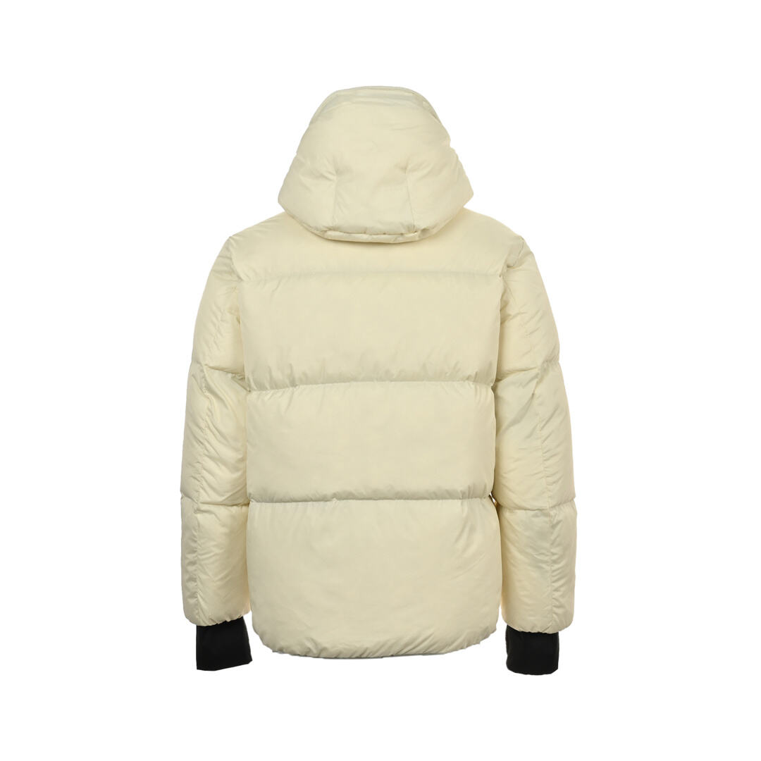 Moncler hooded ski down jacket with large chest and arm logo
