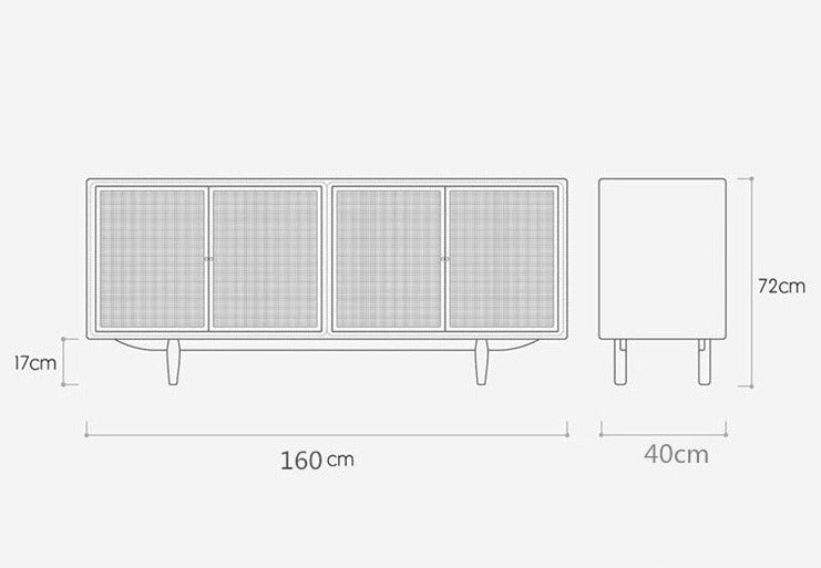 SADIE Rattan Buffet Sideboard Solid Wood Coastal Island ( 2 Color 2 Size )