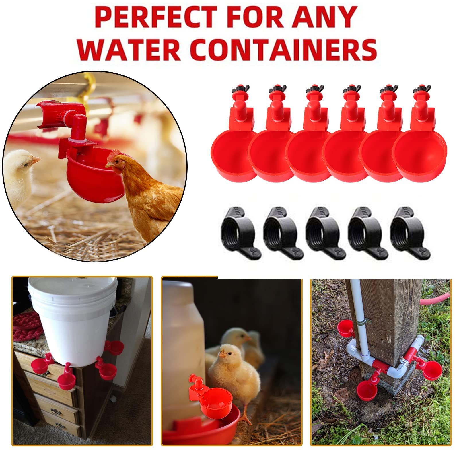(🔥Last Day Promotion-SAVE 65% OFF)🔥Automatic Chicken Water Cup Waterer Kit -BUY 10 GET 10 FREE & FREE SHIPPING