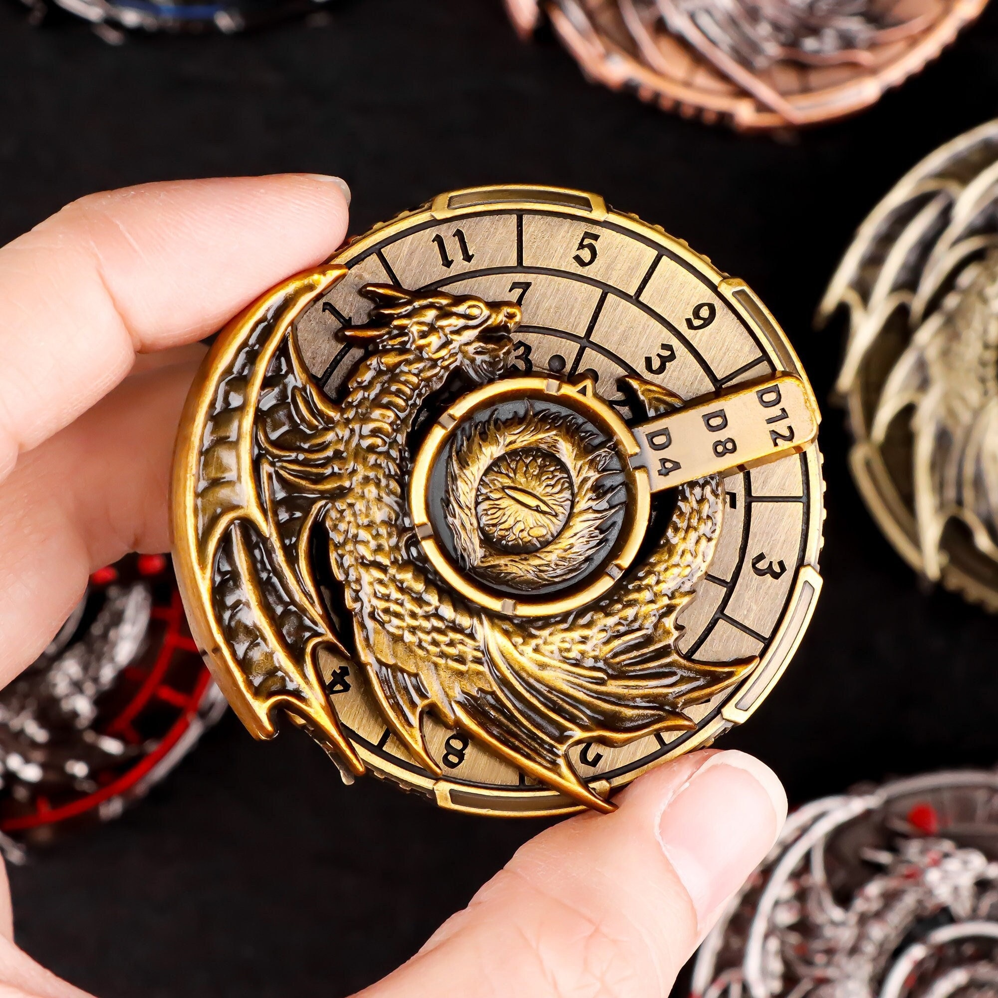 7-in-1 DnD Metal Dragon Compass Dice | Fingertip Gyro 360 Degree