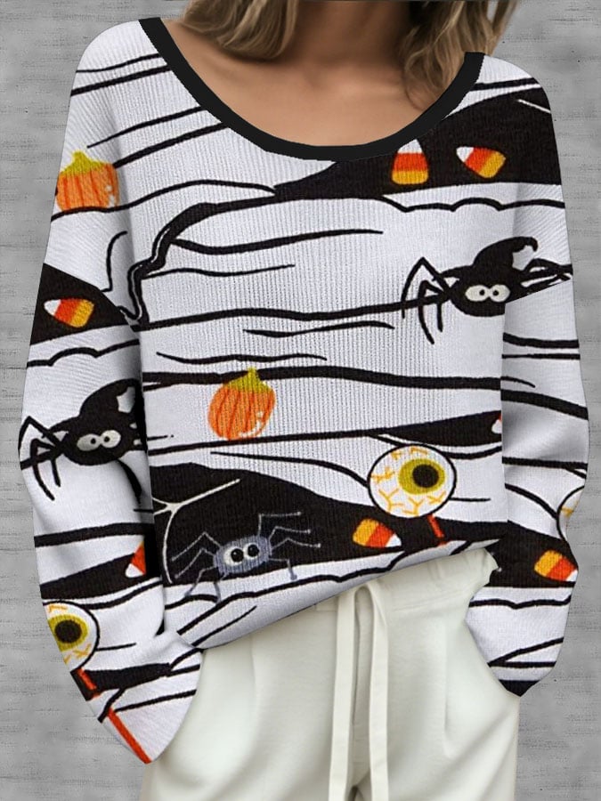 🔥Buy 3 Get 10% Off🔥Women's Retro Halloween Peekaboo Monster Print Top