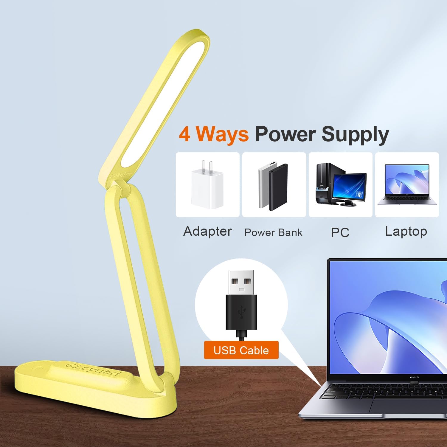 LED Desk Lamp for Office Home & Battery Operated Lamp Rechargeable Lamp Foldable & Portable Light, LED Desk Light Strip, 3 Brightness Dimmable Small Desk Lamp Wireless Reading Lamp