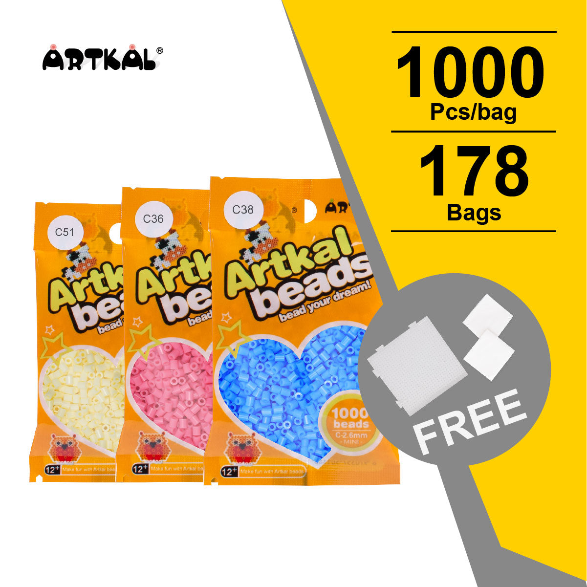 178 bags Mini C-2.6mm Full Color Set 1000 Count Pack (CB1000-F)