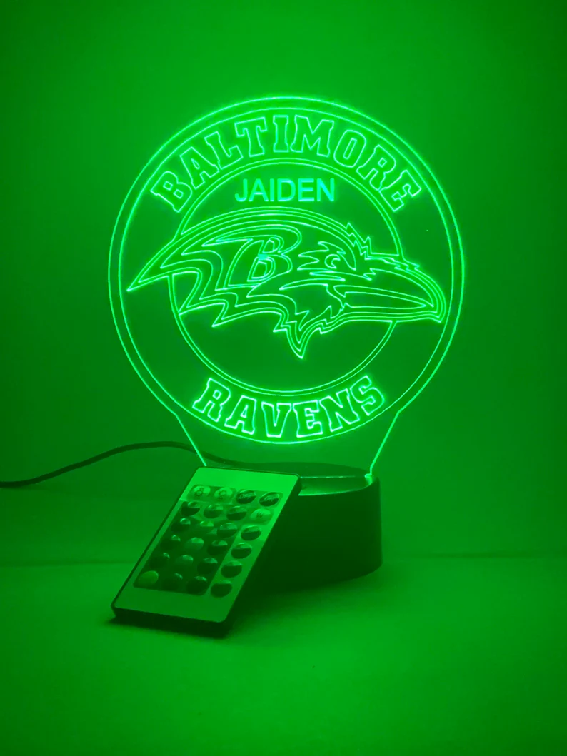 BALTIMORE RAVENS 3D LAMP PERSONALIZED