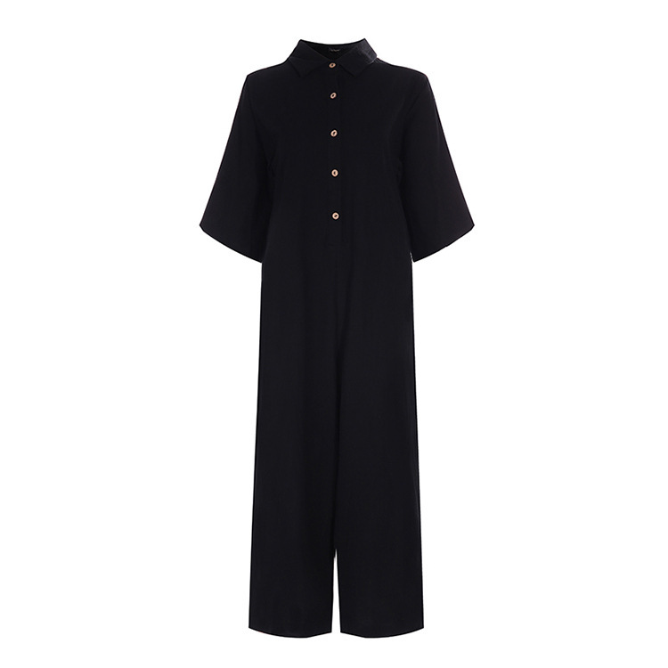 Casual Loose Short Sleeved Wide Leg Jumpsuit
