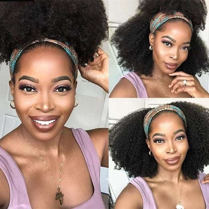 Luna 008 Short Curly Headband Wig for Women | Free Random Style Headband