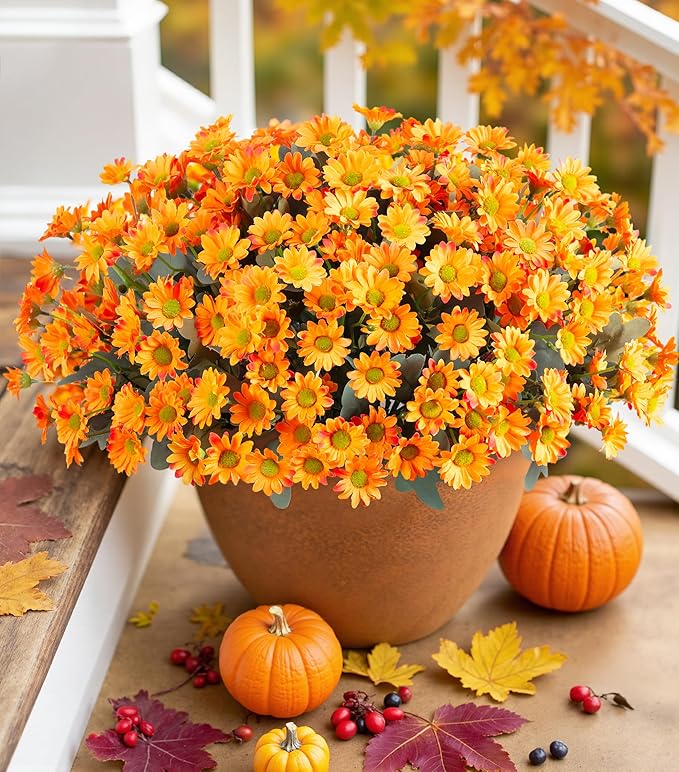 ⚡Flash Sale⚡ Artificial  FAUX MUMS for Fall  Decoration，Waterproof, UV-resistant