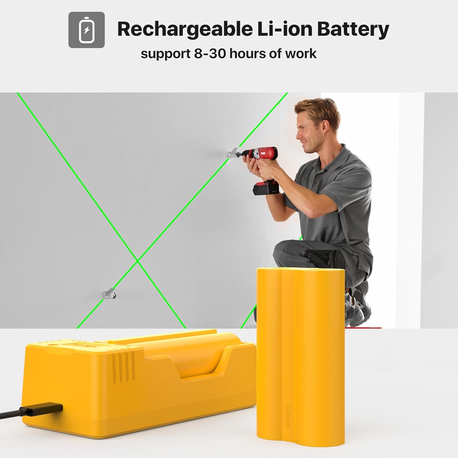 DEGLASERS Laser Level 360 Self Leveling 4x360 Green Cross Line Laser Level
