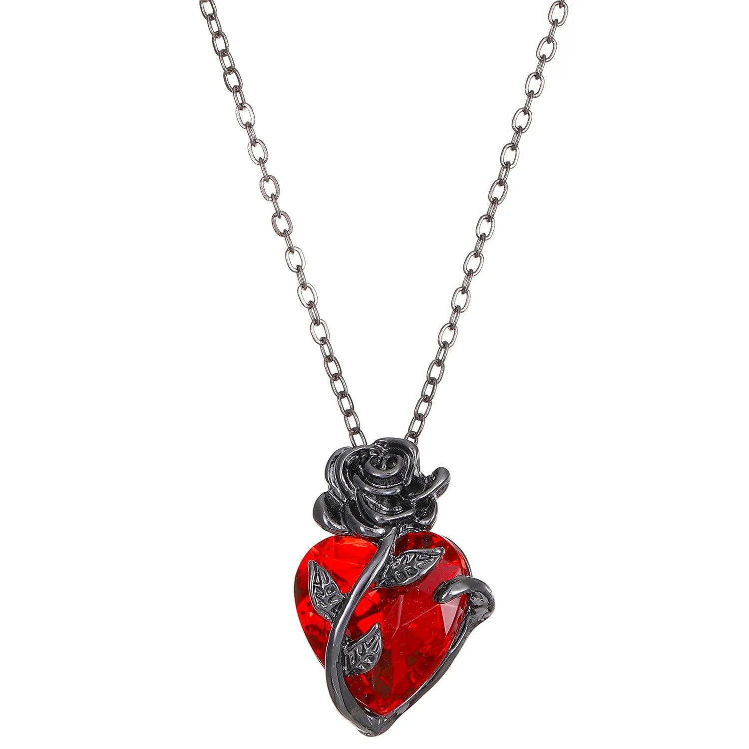 Gothic Rose Heart Necklace
