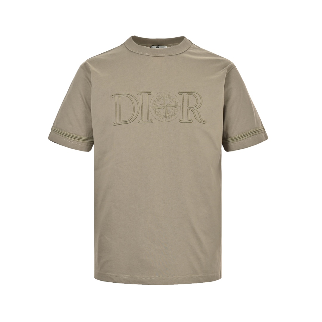 Dior & Stone Island joint embroidered letter logo short sleeve