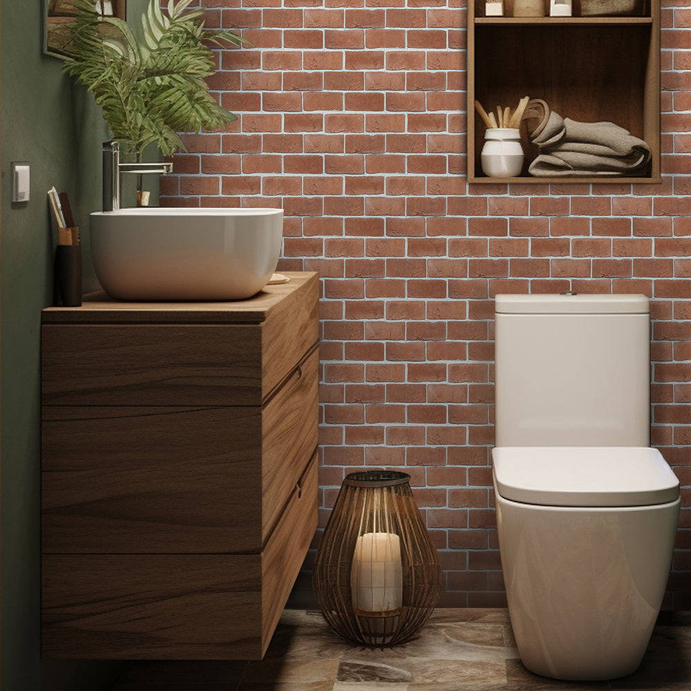 Red Orange Brick Peel and Stick Tile Stickers