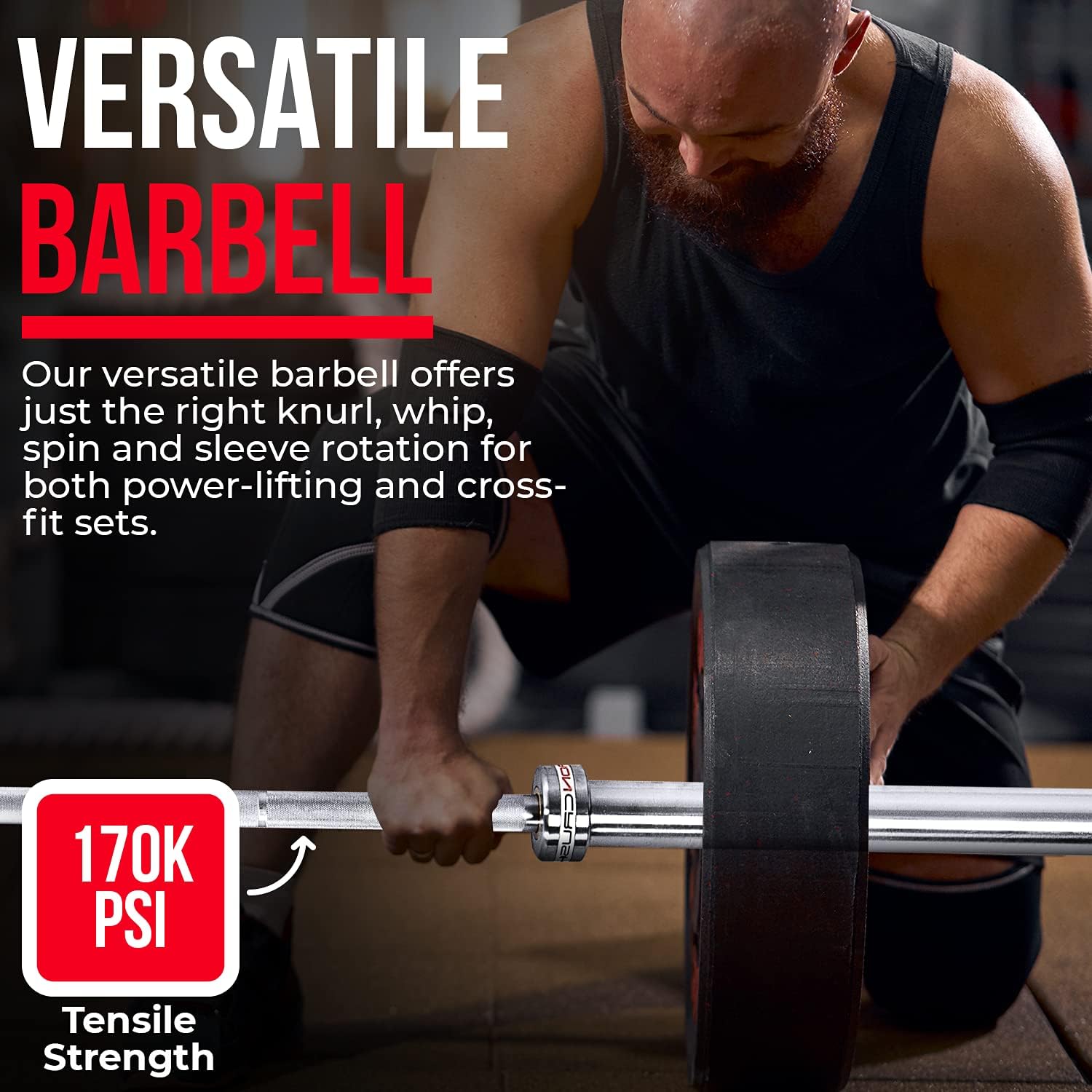 Iron Crush Olympic Barbell Multifunction 7 Foot Weight Bar