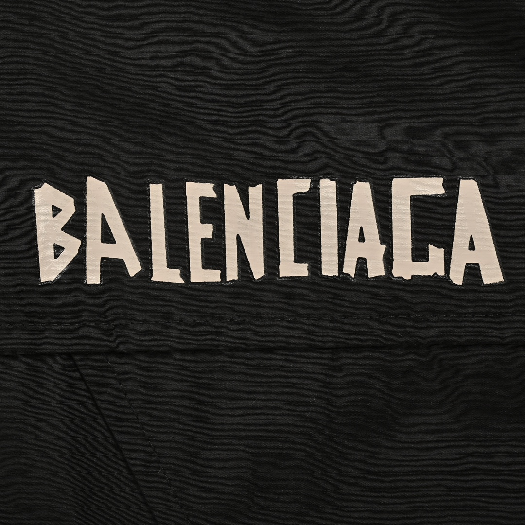 Balenciaga 24Fw tape print hooded trench coat