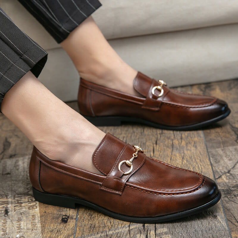 Men's Fashion Buckle Leather Loafers