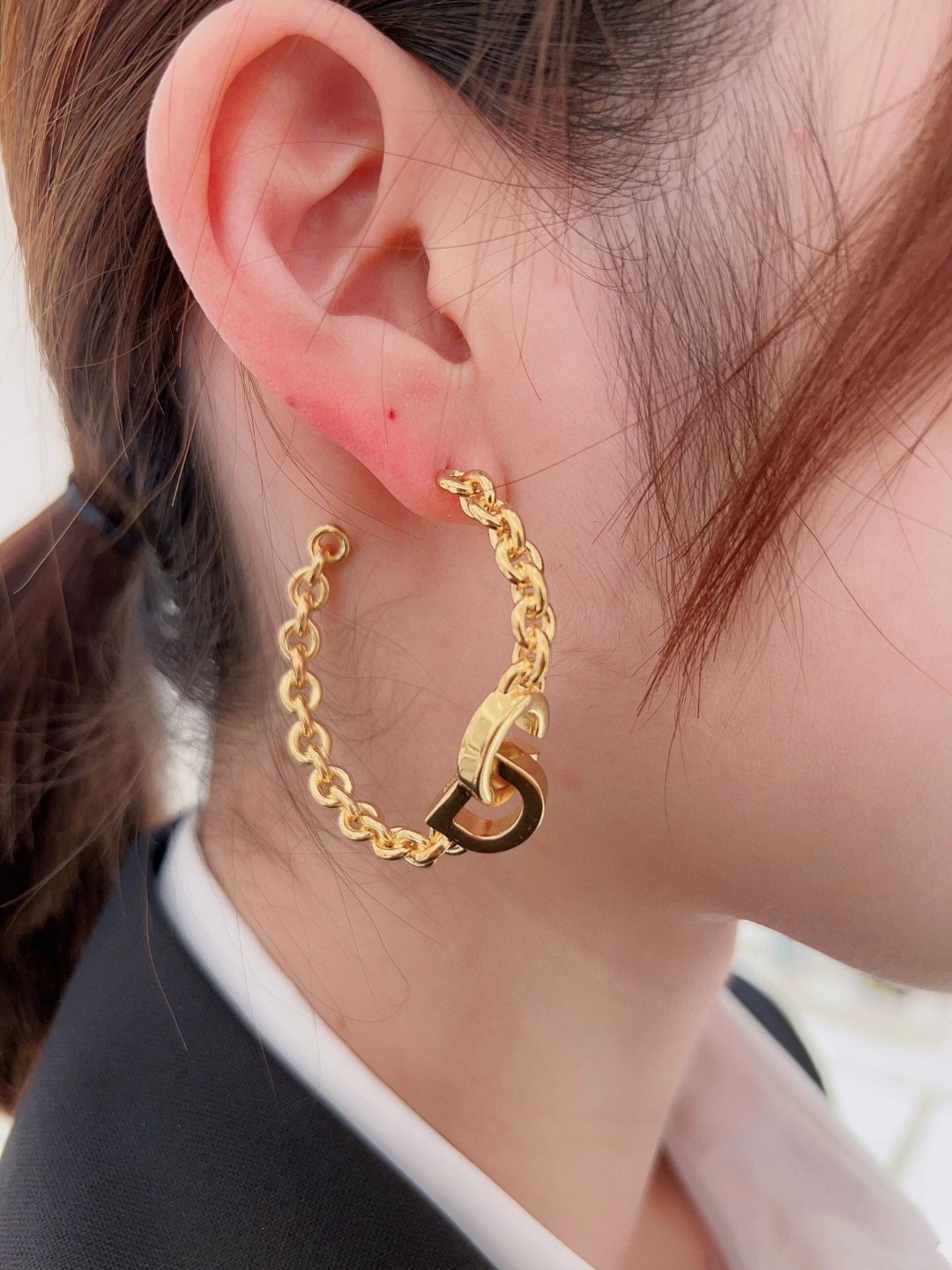 Dior Letter Chain Earrings