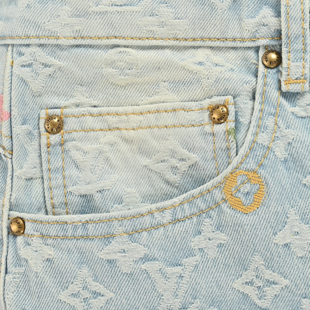 Louis Vuitton Tyler collaboration monogram jacquard embroidered jeans
