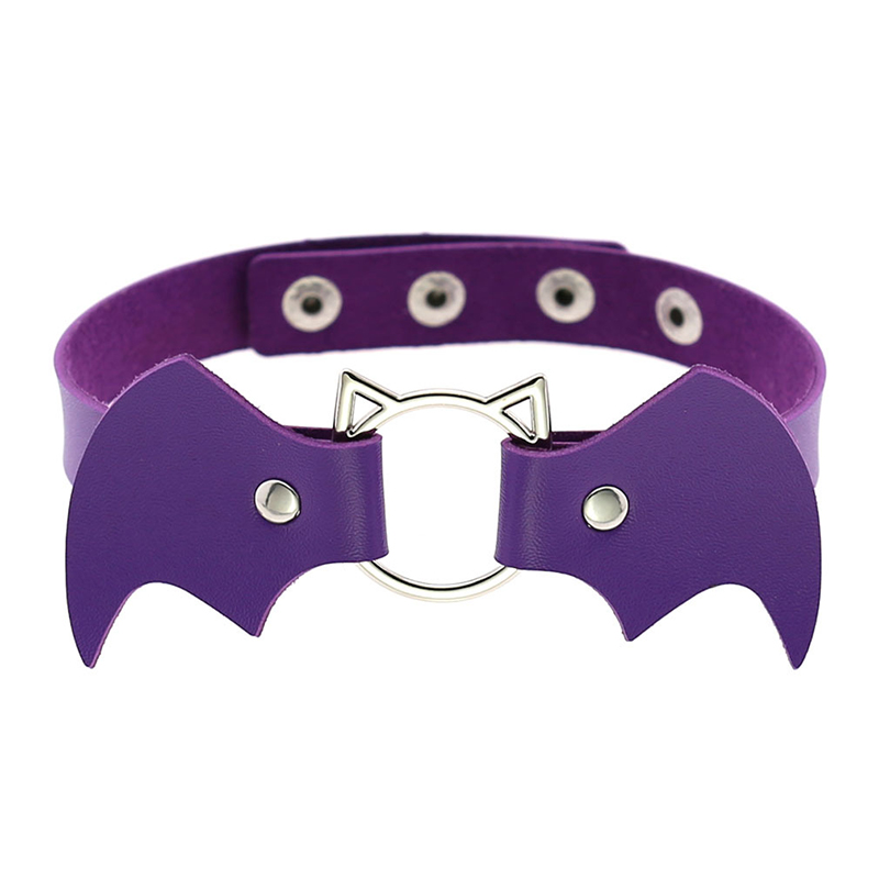 Bat Wings Vampire Kitty Leather Collar