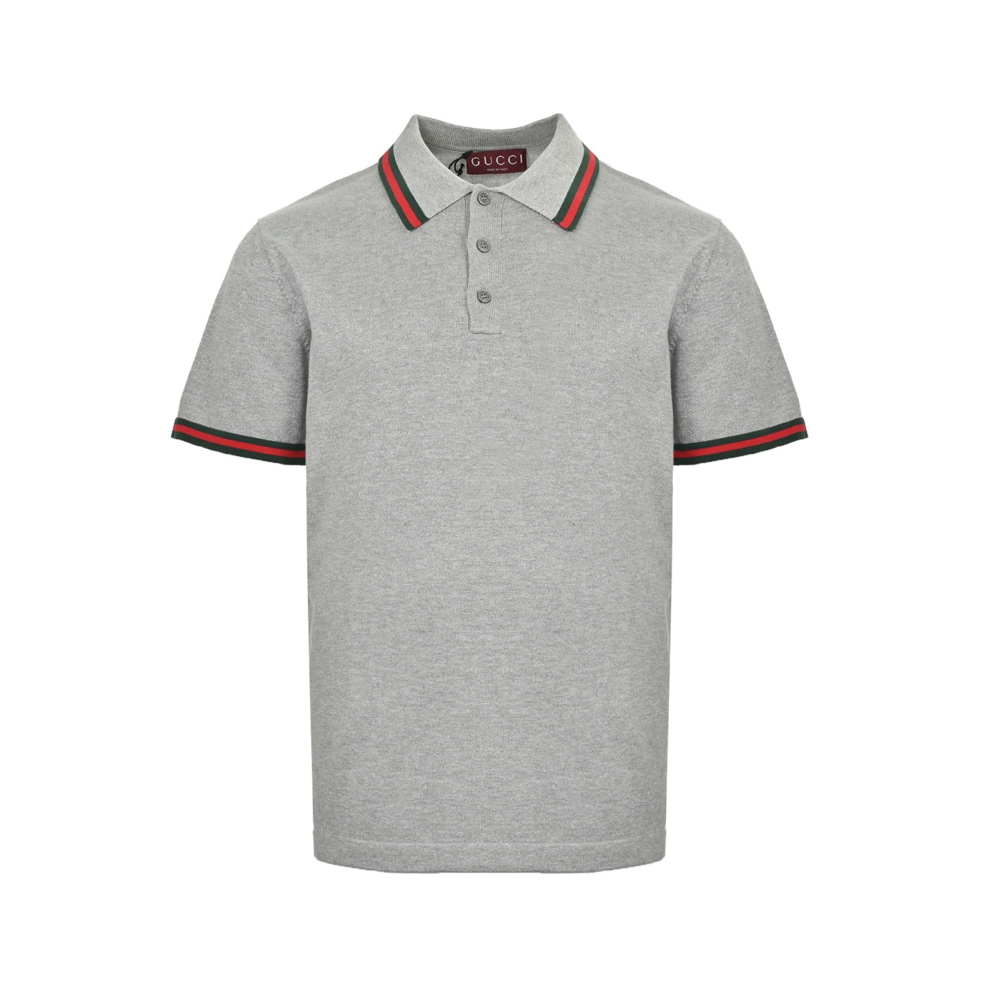 Gucci 25ss red and green striped silver thread knitted Polo short sleeve