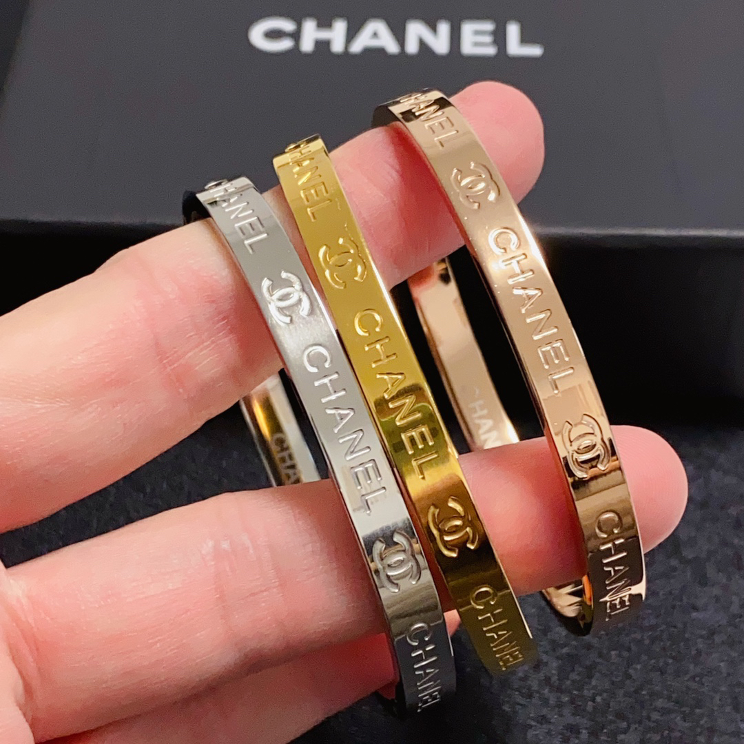 Chanel Medium Engraved Letter Bracelet