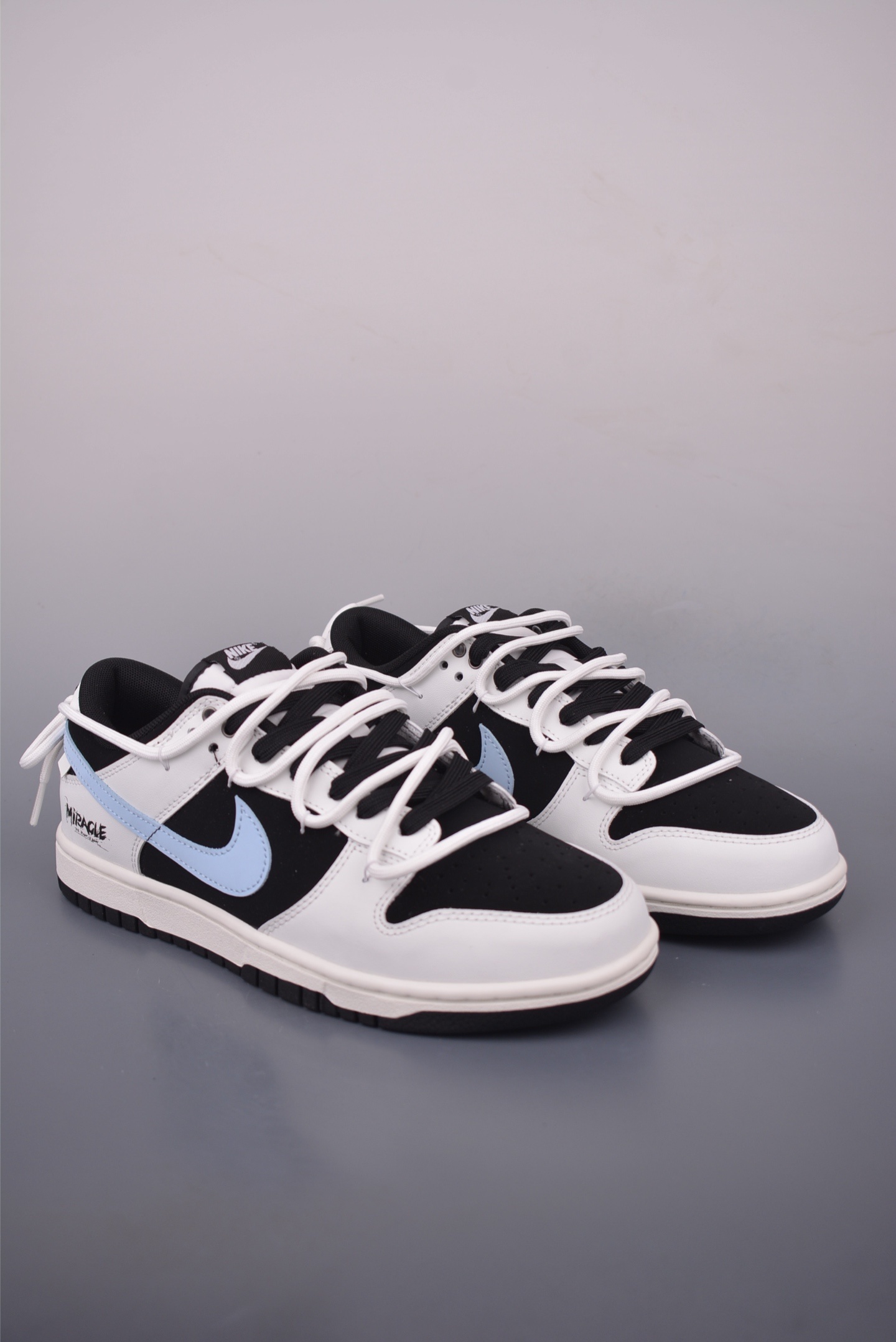 NIKE SB Dunk Low MIRAGLE Deconstructed Straps Black White Light Blue