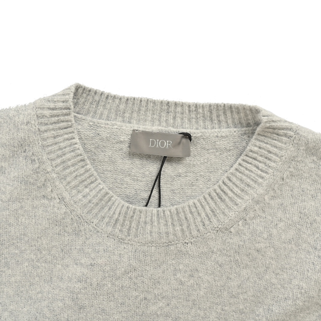 Dior 24Fw lily of the valley embroidered crewneck sweater