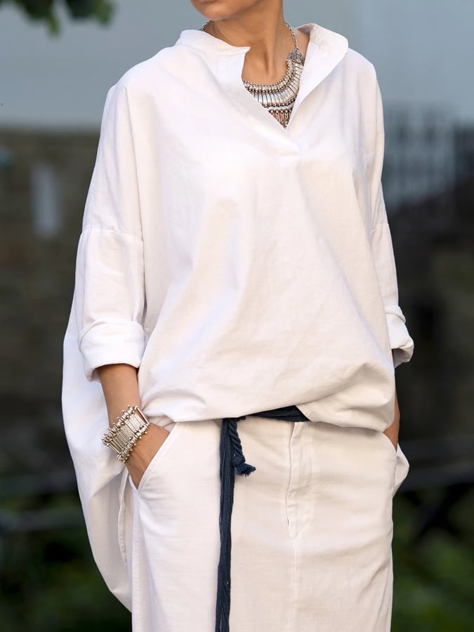 Women's loose, comfortable and versatile linen casual T-shirt