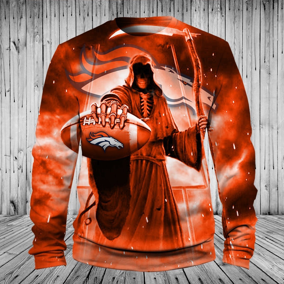 BRONCOS HOODIE DEATH SKULL 3D7