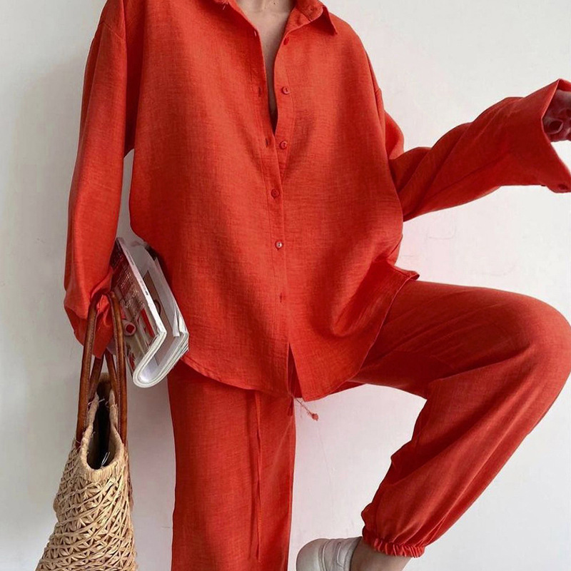 Fashion Solid Color Pocket Two-Piece Set