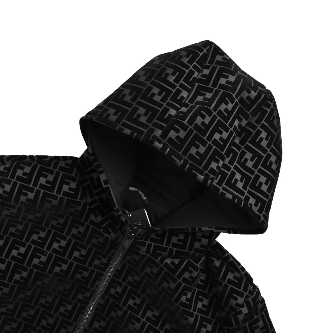 Fendi 24Fw FF all-over flocked hooded jacket