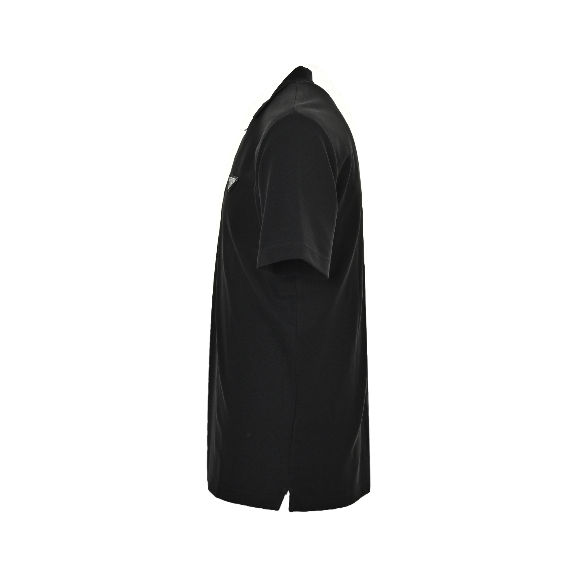 Prada 25ss triangle logo half zip polo short sleeve