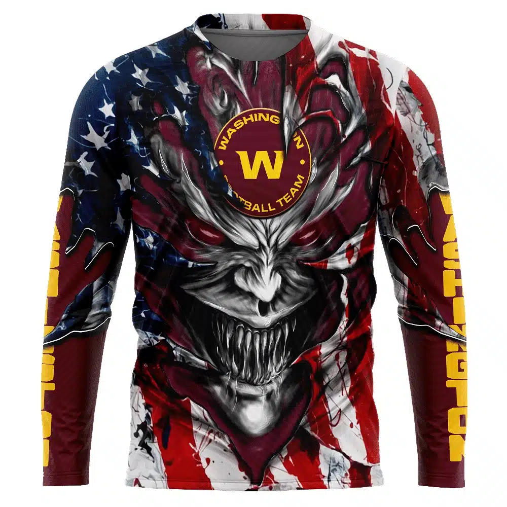 WASHINGTON DEMON FACE AMERICAN FLAG-3D UNISEX HOODIE