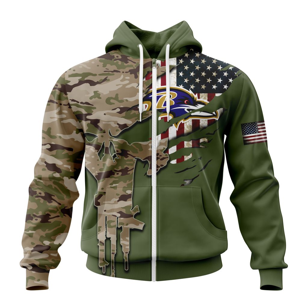 BALTIMORE RAVENS 3D HOODIE VETERANS DAY