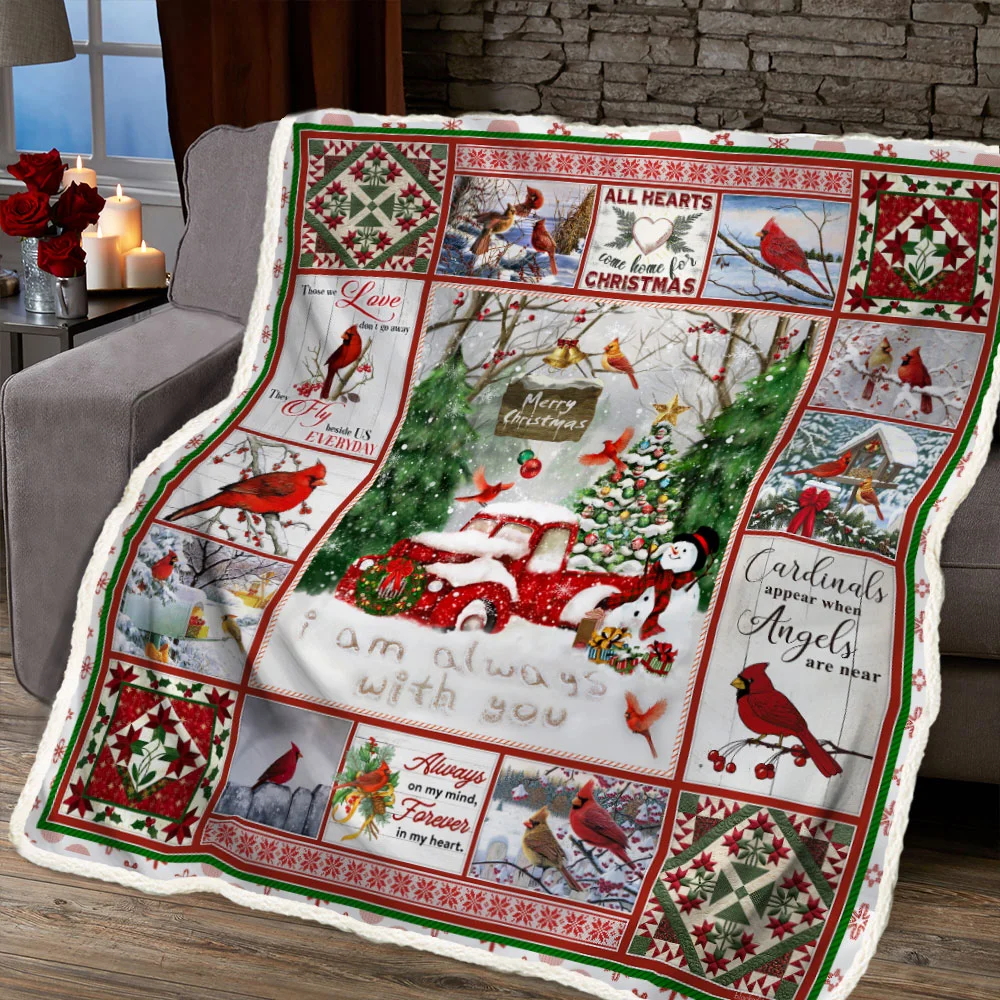 I Am Always With You, Christmas Cardinal Sofa Throw Blanket